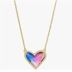 Kendra Scott Ari Heart Gold Pendant Necklace with Blue and Purple Pink Accents